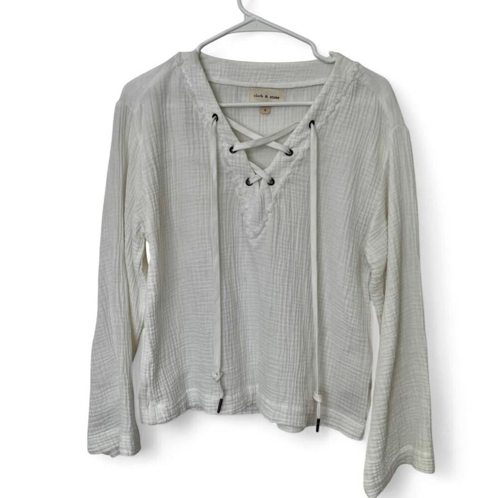 Cloth & Stone White Lace-up Top Size Women's S